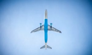 airplane in the sky - seen from beneath